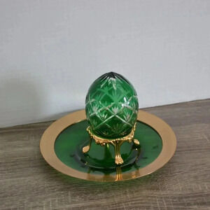 Vtg  Green Crystal Egg